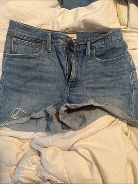 Madewell Medium Wash Distressed Denim Cutoff Shorts